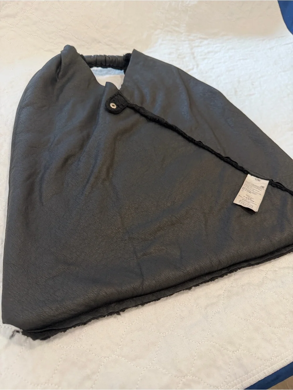 MM6 Maison Margiela Japanese Faux Shearling Tote Bag Black Large Unisex Auth‎